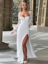 Schnürkleid mit hohem Schlitz, figurbetont, für den Herbst