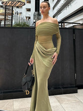 Maxikleid mit Mesh-Patchwork und U-Boot-Ausschnitt