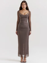 Transparentes, trägerloses, rückenfreies Bodycon-Kleid aus Mesh