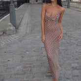 Durchsichtiges, gestreiftes Strandkleid in Midi-Länge