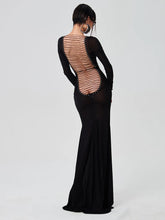 Durchsichtiges, rückenfreies Partykleid mit langen Ärmeln