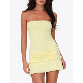 Einfarbiges, figurbetontes Rüschenkleid
