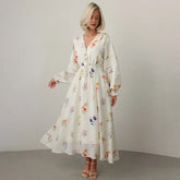 Maxikleid mit Laternenärmeln und Blumenmuster