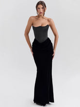 Trägerloses, ärmelloses, langes, figurbetontes Clubkleid