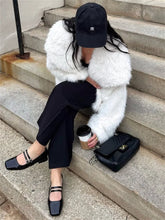 Lockerer Mantel aus Pelz-Feder-Patchwork