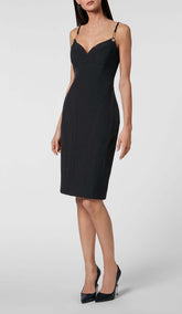 Schwarzes, trägerloses Midikleid mit Bandagenrand