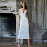 Trägerloses, ärmelloses Midi-Kleid aus Mesh-Bandagen SW6568