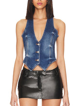 Jeans-Crop-Top mit Knopfleiste