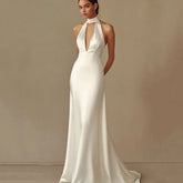 A-Linien-Abendkleid mit rückenfreiem, schlichtem Neckholder-Kleid