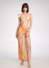 Bikini-Set mit abstraktem Rüschenmuster