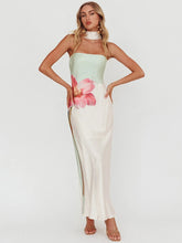 Neckholder-Kleid mit Print, schulterfrei, trägerlos, ärmellos, Urlaubskleid