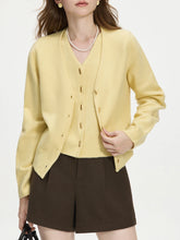 Zweiteiliger Strickcardigan aus Wolle mit V-Ausschnitt