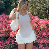 Durchsichtiges Rüschen-Tanktop-Minikleid