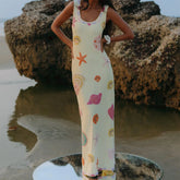 Tank-Midikleid mit Seesternmuster und U-Ausschnitt