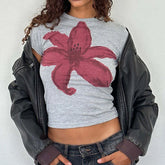 Florales Slim-Fit-Freizeit-Street-T-Shirt