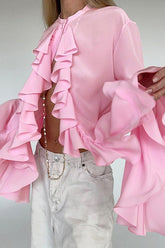 Elegante Bluse mit Rüschen und langen Ärmeln