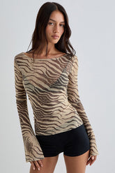 Leichte, lockere und sexy T-Shirt-Bluse mit Tiermuster