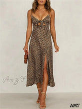 Amy Fashion - Dot Sling Knotted Sexy Hollow Dress