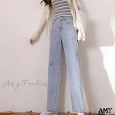 Amy Fashion - High Quality Vintage Blue Wide-Leg Straight Jean