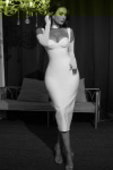 Horatia schulterfreies, figurbetontes Midi-Bandagenkleid