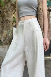 Linen High Waist Casual Wide Leg Pants