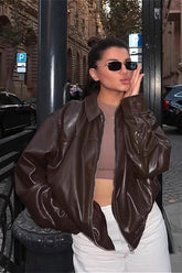 Lässige Leder-Bomberjacke