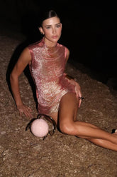 Hochwertiges, pinkfarbenes Partykleid aus Bandagen