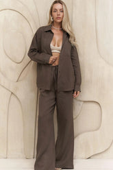 Cotton Shirt Flared Pants Set