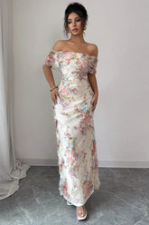 Off Shoulder Bodycon Long Print Floral Dress