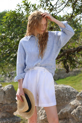 Linen Elastic High Waist Pants