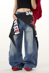 Vintage Leichte Cargo-Jeans mit hohem Bund und ausgestelltem Bein