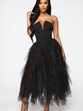 Temperament Mesh Tube Top Swing Abendkleid