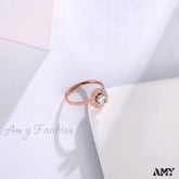 Titanium Steel Shining Diamond Hoop Ring