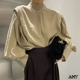 Vintage Elegant Harajuku Black Oversized Lantern Sleeve Blouse Ka / S