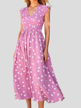 Kurzarmkleid mit Polka-Dot-Muster, V-Ausschnitt