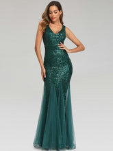 Pailletten-Gaze-Abendkleid