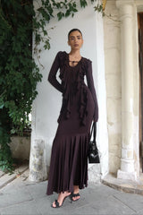 Layered Ruffled V-neck Maxi Boho Dress