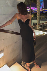 Paillettenbesetztes Tanktop-Kleid, elegantes Partykleid für Damen mit schmaler Taille