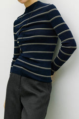 Seamless Stripe Mock Neck Knit Top