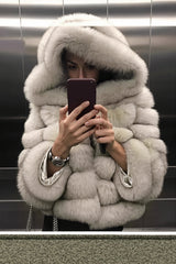 Hooded Tiered Faux Fur Coat