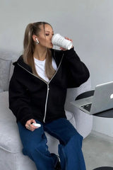 Einfarbiger, lockerer Streetstyle-Hoodie