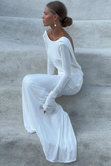 Hochwertiges, langärmeliges, rückenfreies, figurbetontes Partykleid