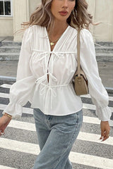 Cardigan-Bluse mit langen Ärmeln und Taillenband