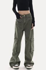 Schicke Cargo-Jeans mit geradem Bein und weitem Bein