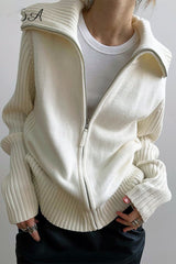 Lässiger, einfarbiger Strickcardigan mit lockerem Kragen