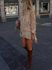 Lila Spaghetti-Kleid mit Blumenmuster