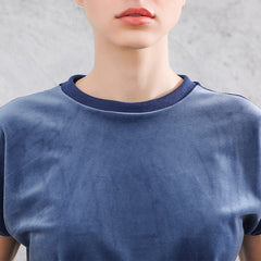 Lässiges Samt-T-Shirt mit Mesh-Futter