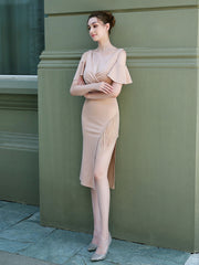 Kurzes, aufregendes, asymmetrisches Diamant-Abendkleid
