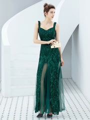 Paillettenbesetztes langes Abendkleid 