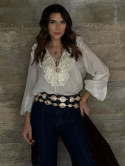 Elegante Bluse mit Stufenrüschen
